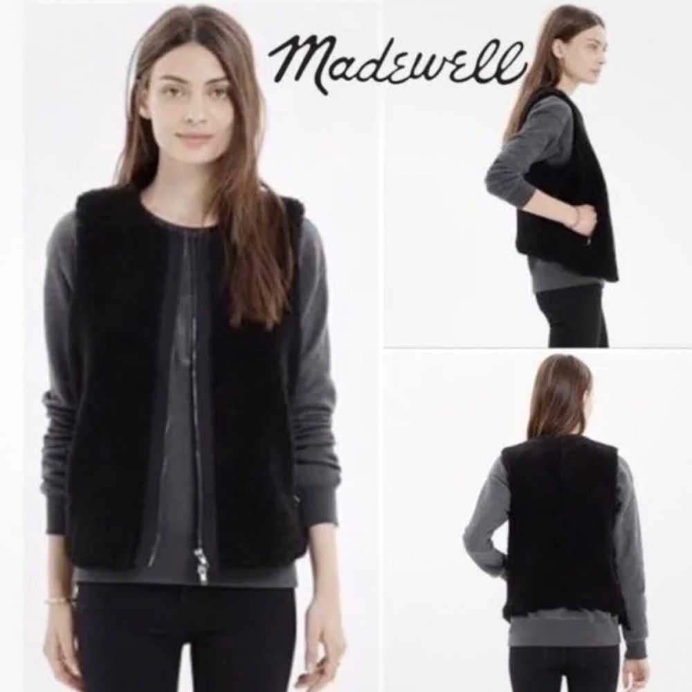 MADEWELL faux fur xs black vest Sherpa
